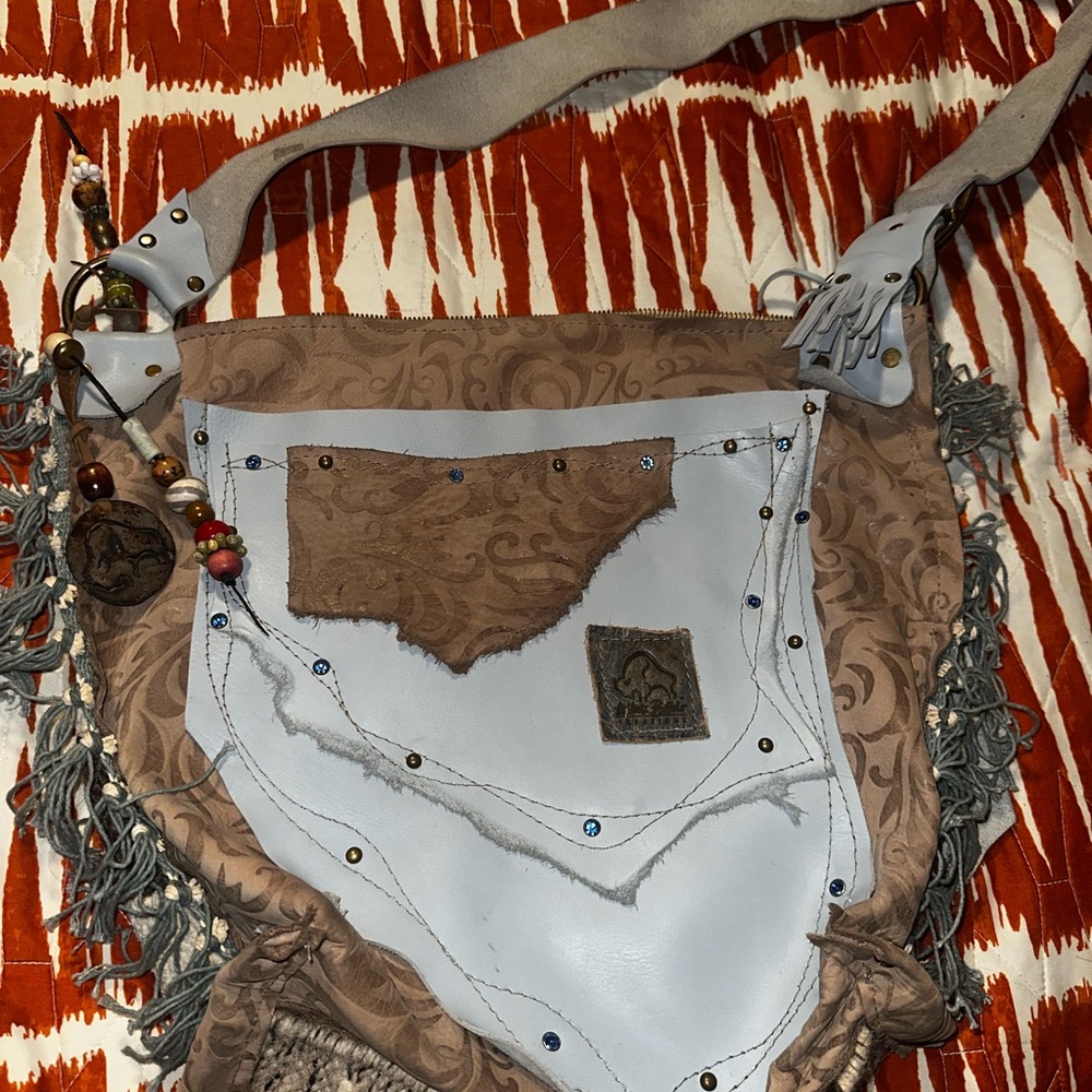 NEW**White Buffalo Creations Purse Handmade Hippie Leather Tapestry Boho Bag - Picture 9 of 9
